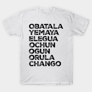 7 African Powers Obatala, yemaya, elegua, ochun, ogun, orula, and chango T-Shirt